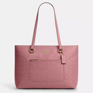 Coach CDL99 Station Tote Bag In Signature Leather PEONY Gold *SEALED*